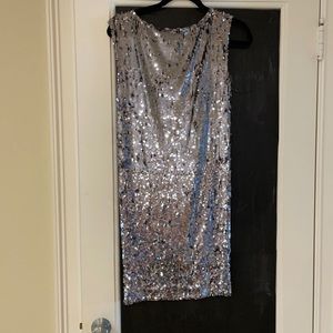 Alice + Olivia silver sequin mini dress